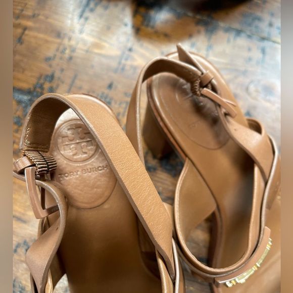 TORY BURCH GIGI 65MM TWO BAND SANDAL CALF LEATHER HEELS 7 EUC - Picture 3 of 6